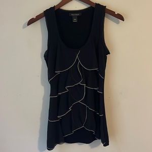 White House Black Market tank top with ruffles and silver accents